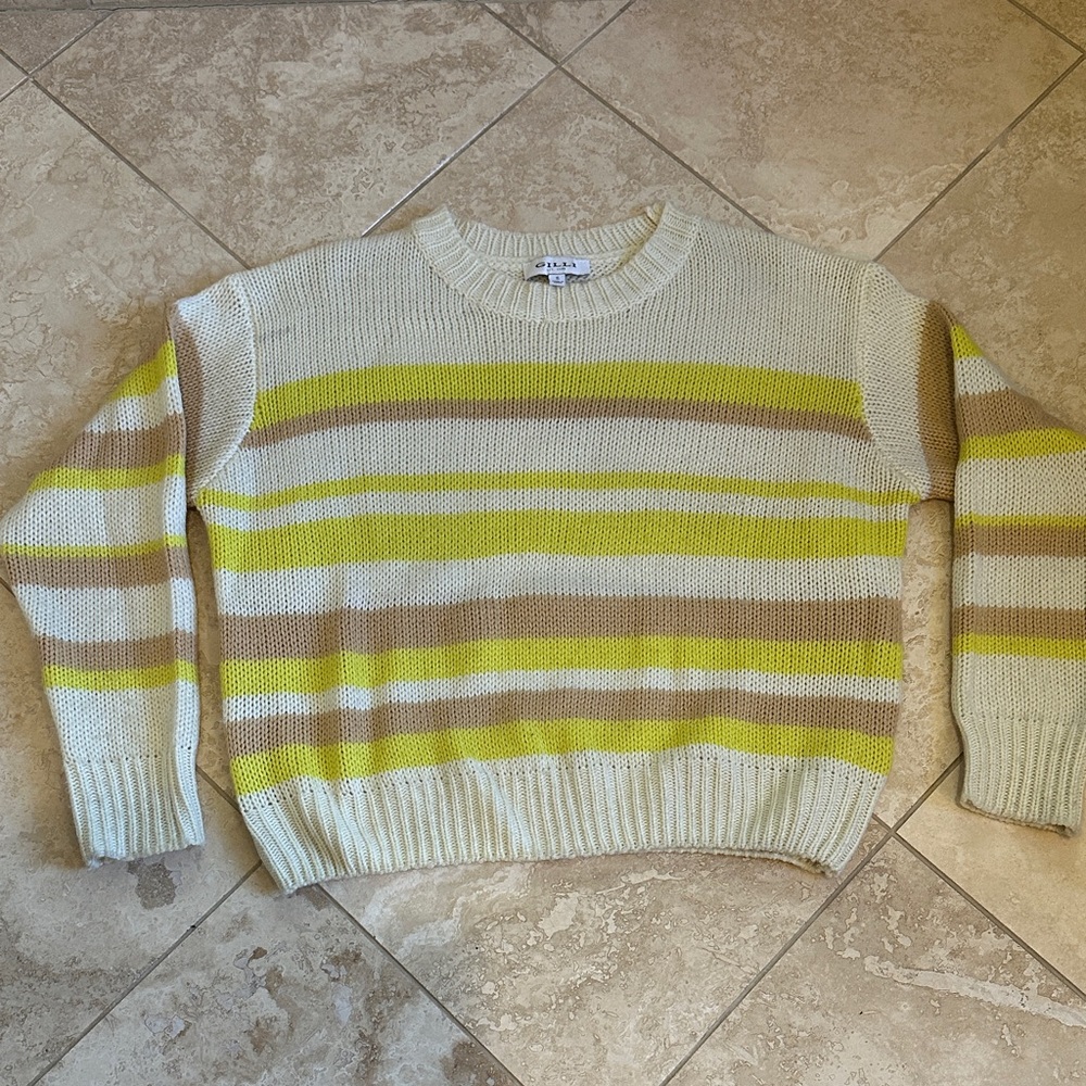 VICI Cream and Yellow Striped Sweater